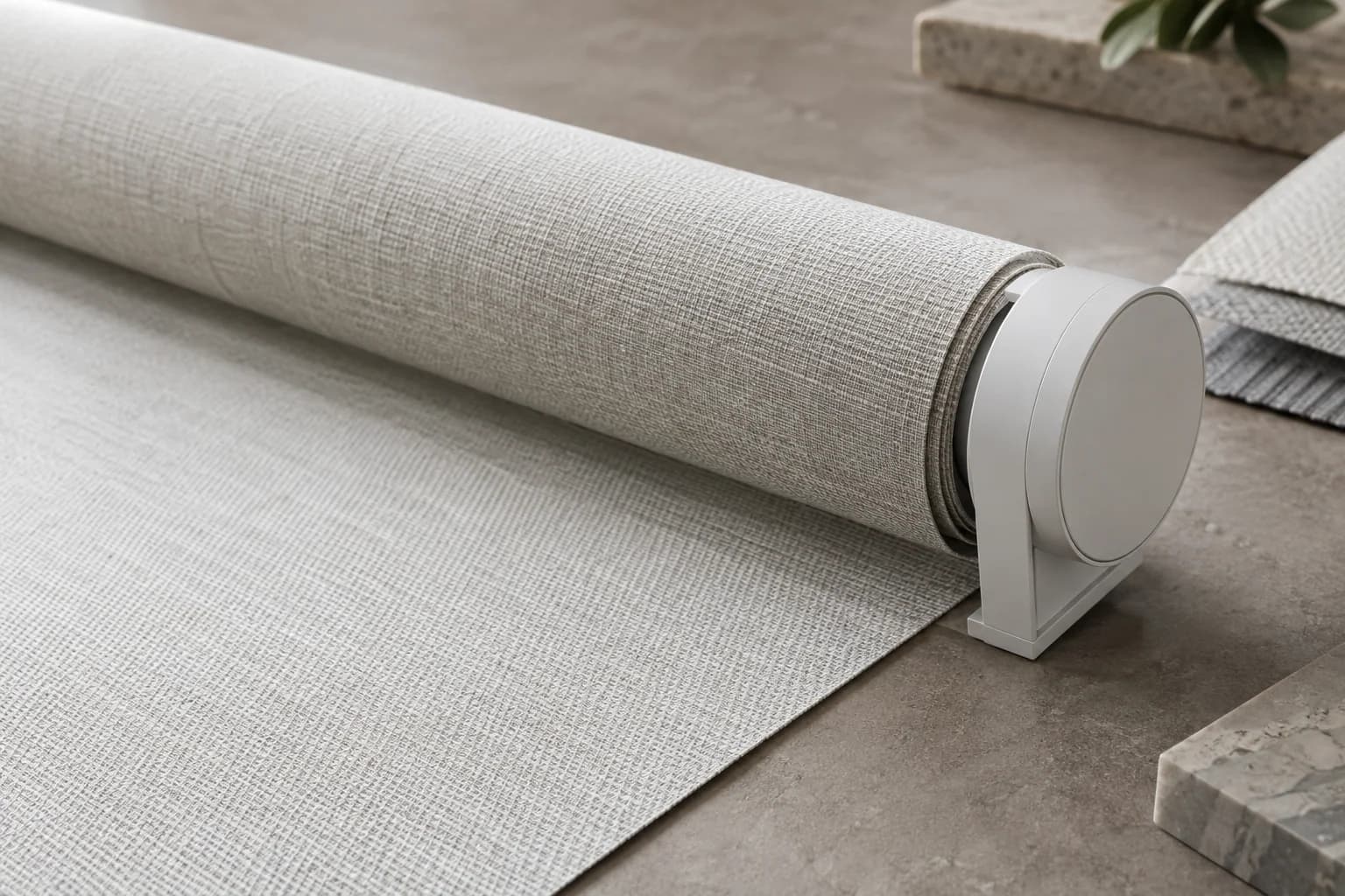 Close view of plain roller fabric and its compact head system