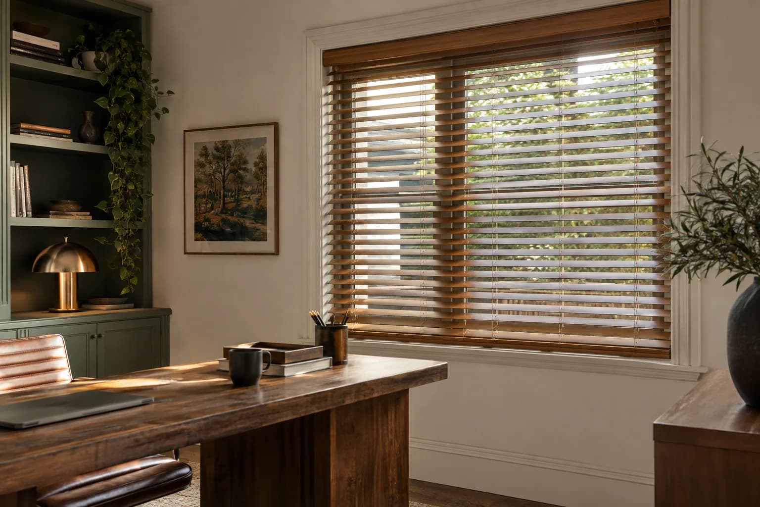 Real timber Venetian blind in a renovated home study