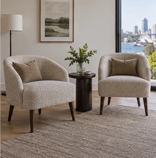 Pair of occasional chairs scaled for an apartment