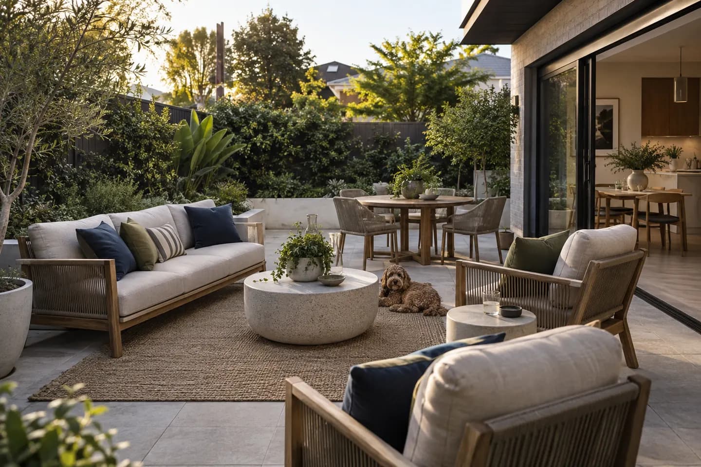 Complete coordinated outdoor furniture setting