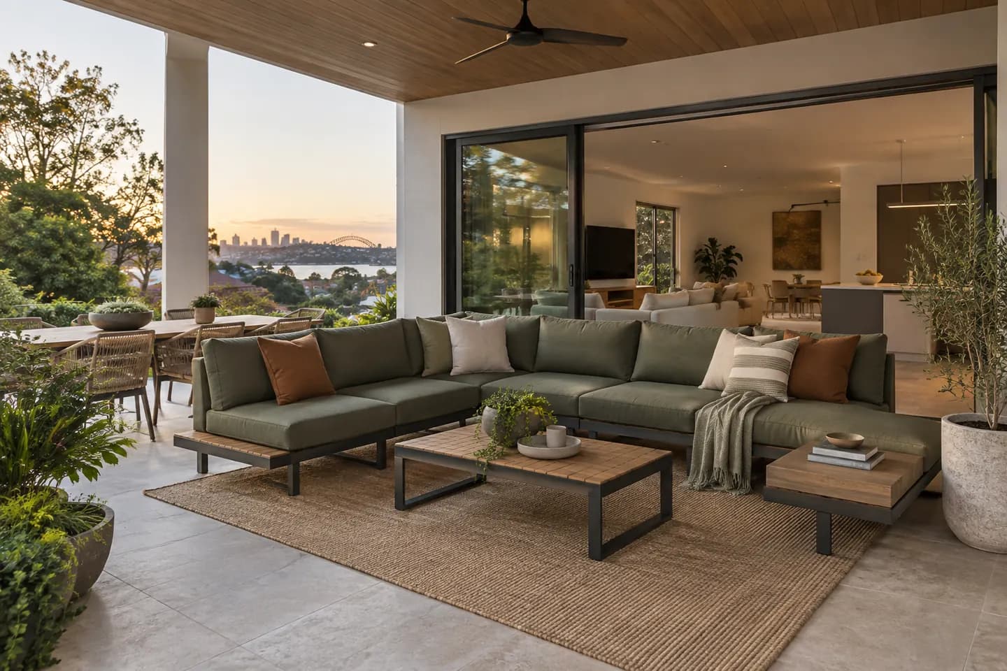 Modular outdoor lounge in a covered Sydney alfresco