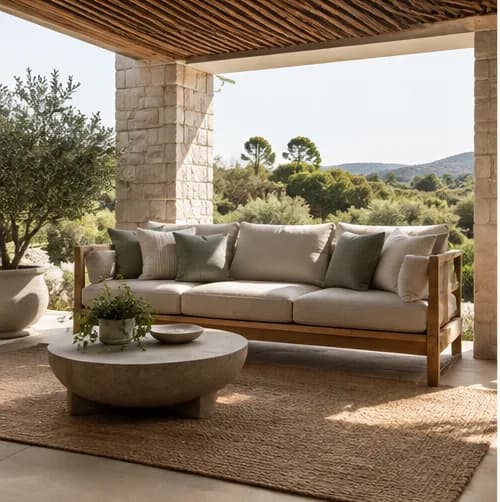 Outdoor sofa within a covered Australian terrace