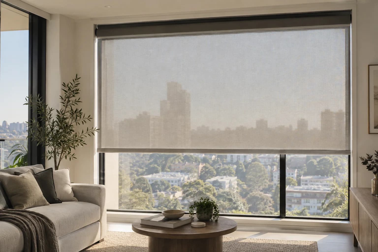Double roller system controlling daylight in an apartment