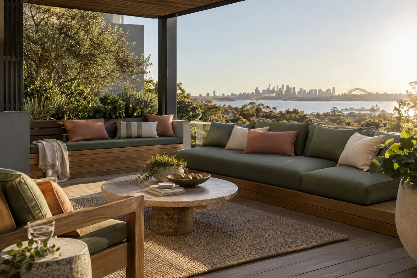 Covered Australian terrace exposed to western sun