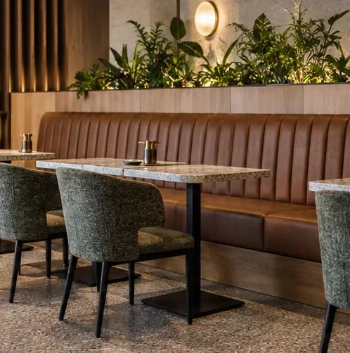 Hospitality banquette with upholstered seating