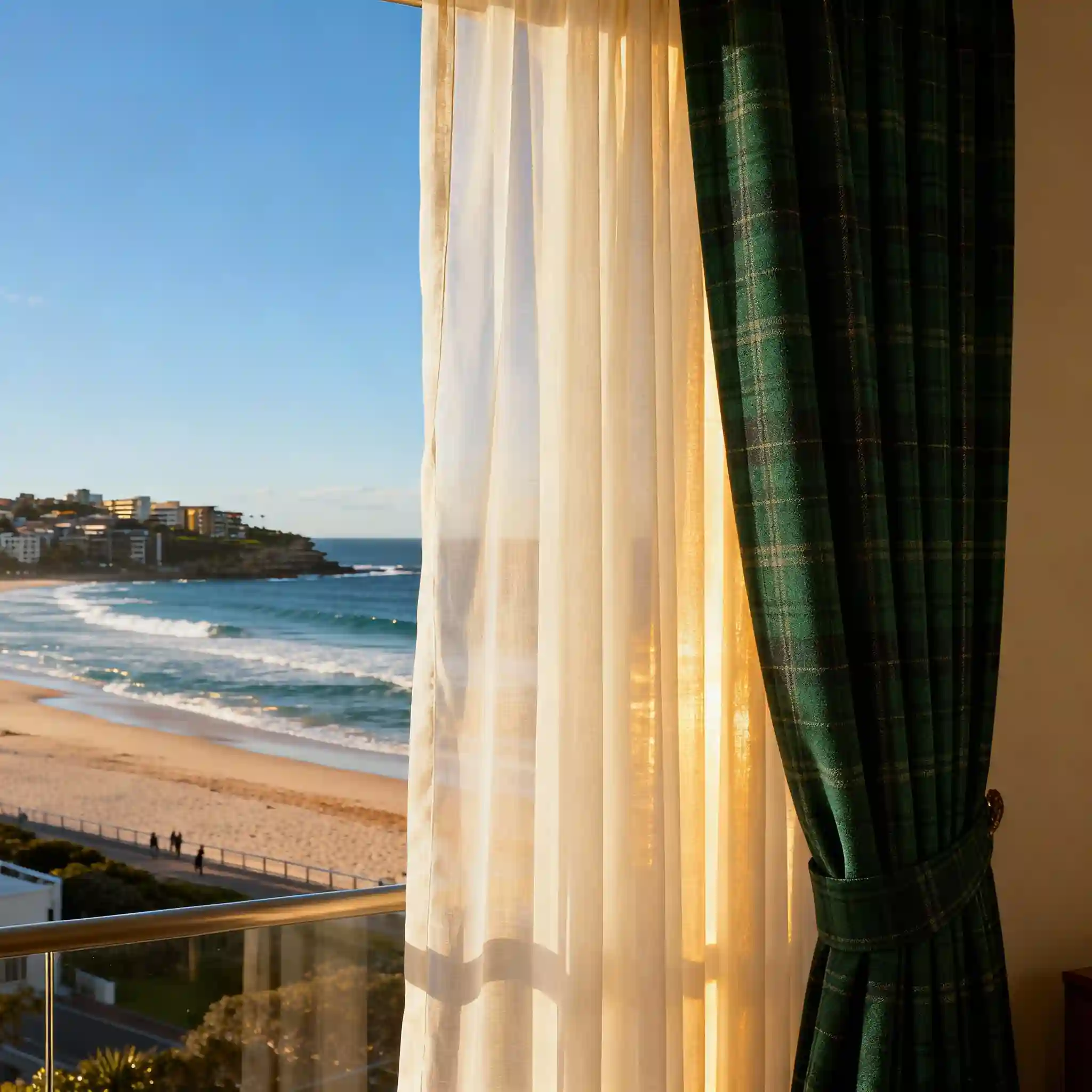 Sheer and lined curtain layers showing the way daylight passes through the fabric