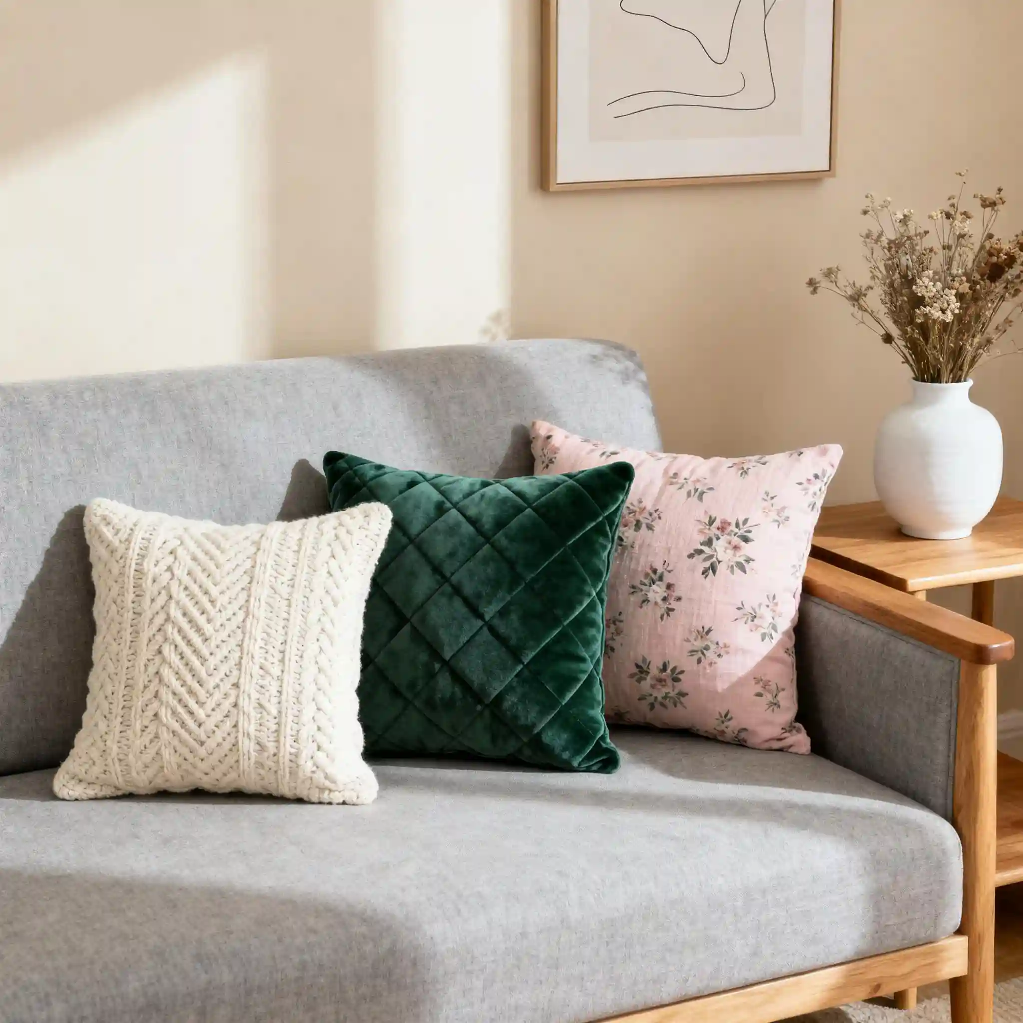 Texture carried between seating and cushions. Illustrative image, not a verified CCBD project.