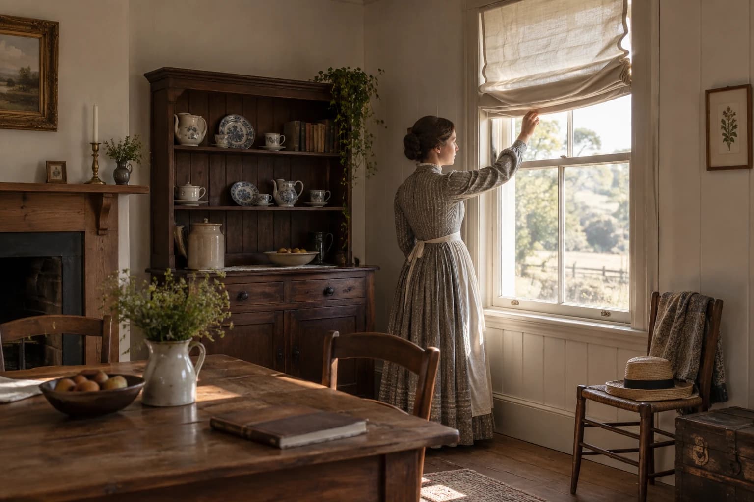 Editorial historical interpretation of an interior textile window treatment