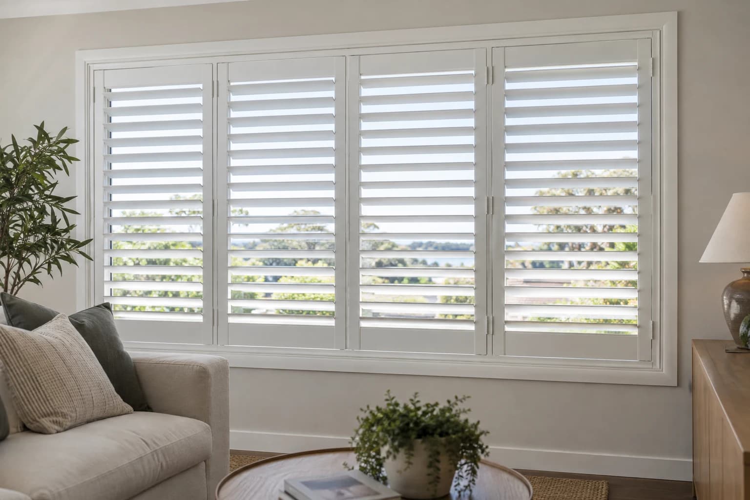 Plantation shutter frame and panel alignment detail