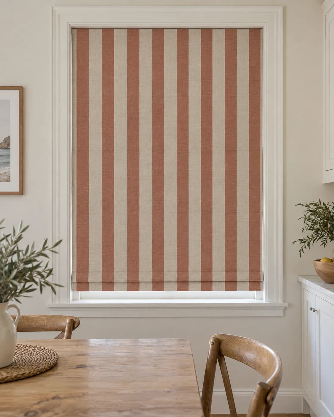 The same tailored Roman blind fully lowered